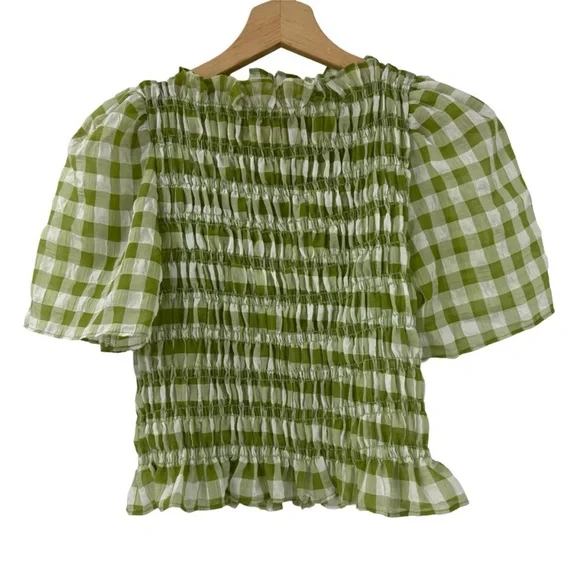 Lisa Says Gah Chiara Gingham Top Sz M - Picture 1 of 7